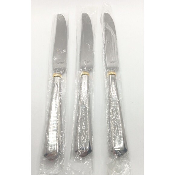 Kate Spade New York Lenox Todd Hill Gold 3Pc Place Knife Set 18/10 Stainless - Picture 6 of 6